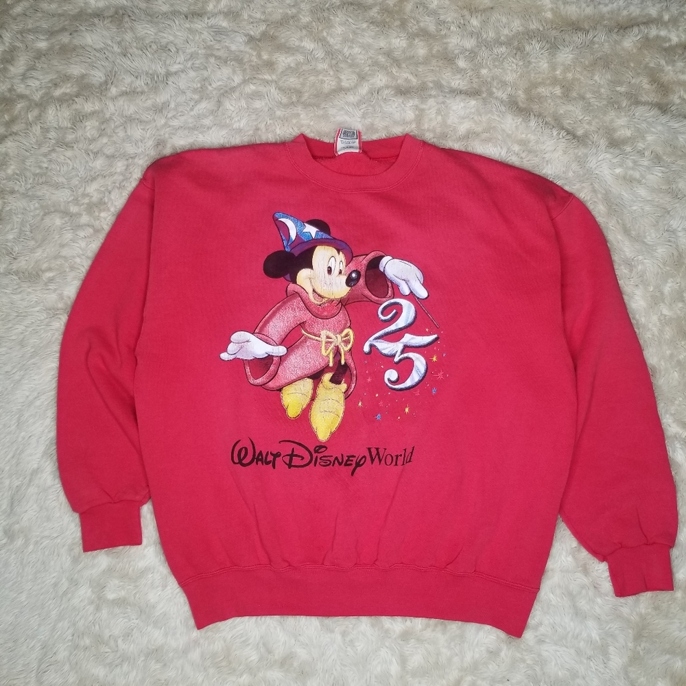 Vintage 90s Walt Disney World 25th Anniversary Sorcerer Mickey Sweatshirt XL